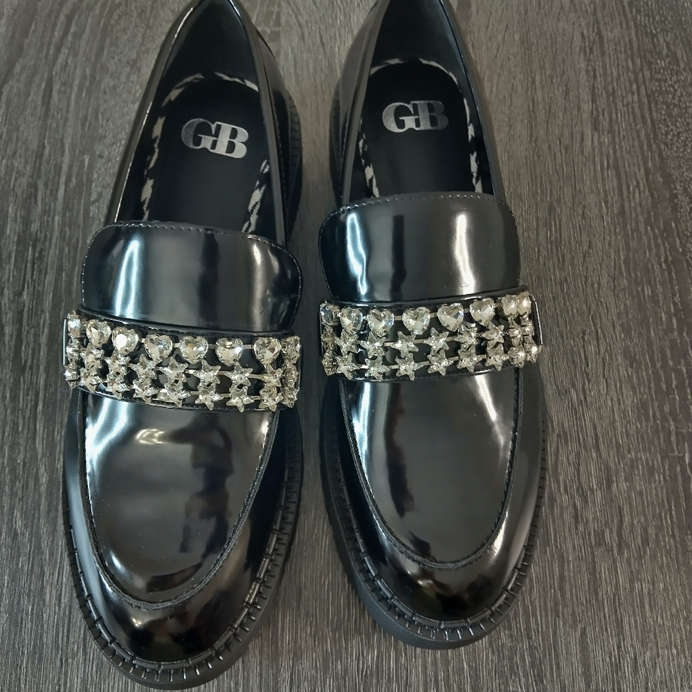 Gianni Bini Black Flats with Crystal Accents